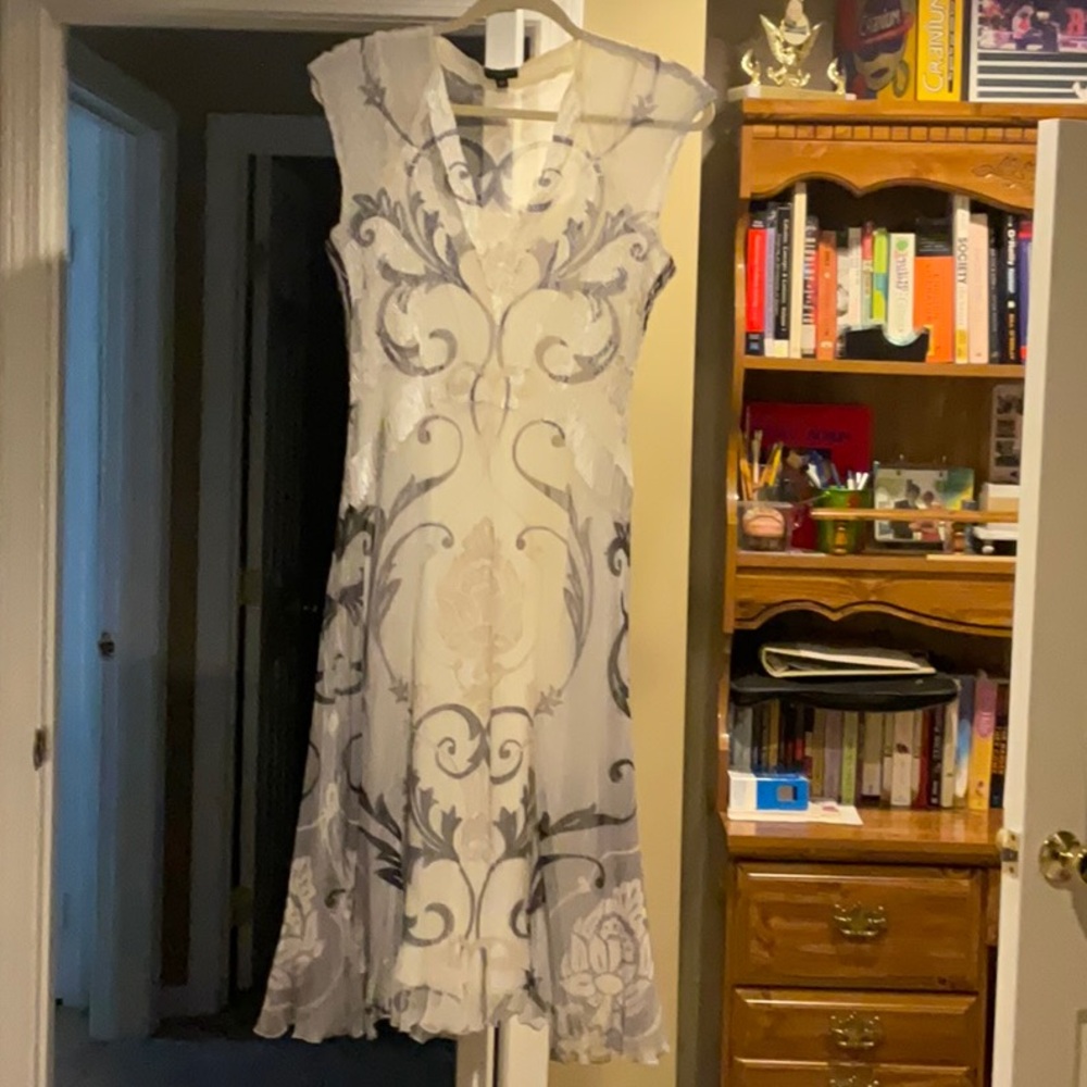 Elegant White and Gray Dress